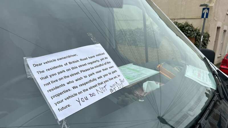 The sign was spotted on a few vehicles parked on the street (Image: Bristol Live/BPM MEDIA)