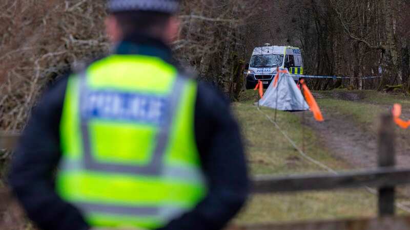 Police investigate the death of a dog walker near Aberfeldy, Scotland (Image: Perthshire Advertiser)