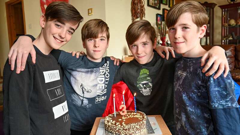 Leap year quadruplets (left to right) Samuel, Joshua, Zachary and Reuben (Image: SWNS)