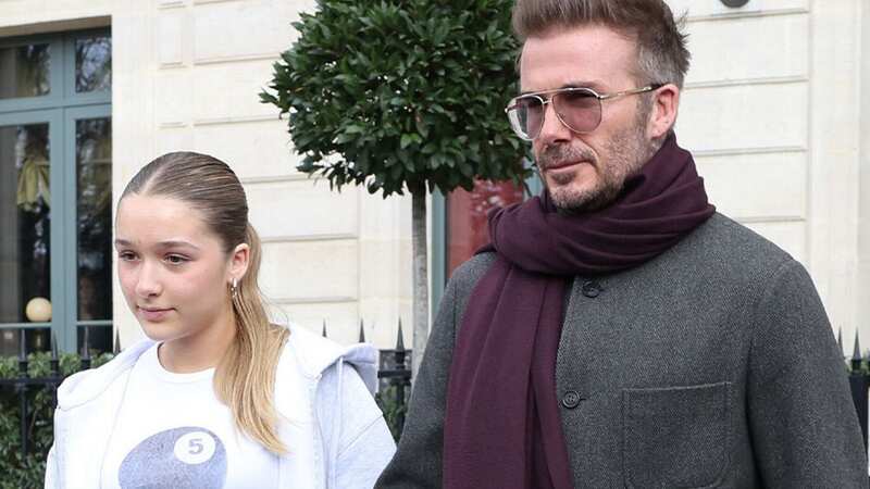 David Beckham held hands with his daughter Harper