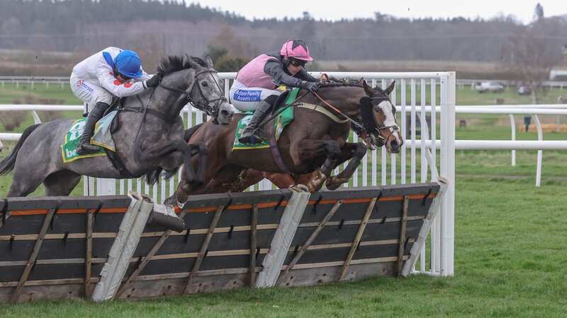 Benson and Ryan Mania (right) won the Bet365 Morebattle Hurdle at Kelso 12 months ago and Newsboy expects the pair to repeat the feat on Saturday. Photo: Grossick Racing Photography