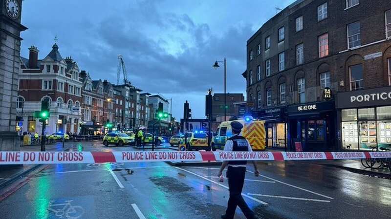 Gunman at large after shotgun fired from moped and three rushed to hospital