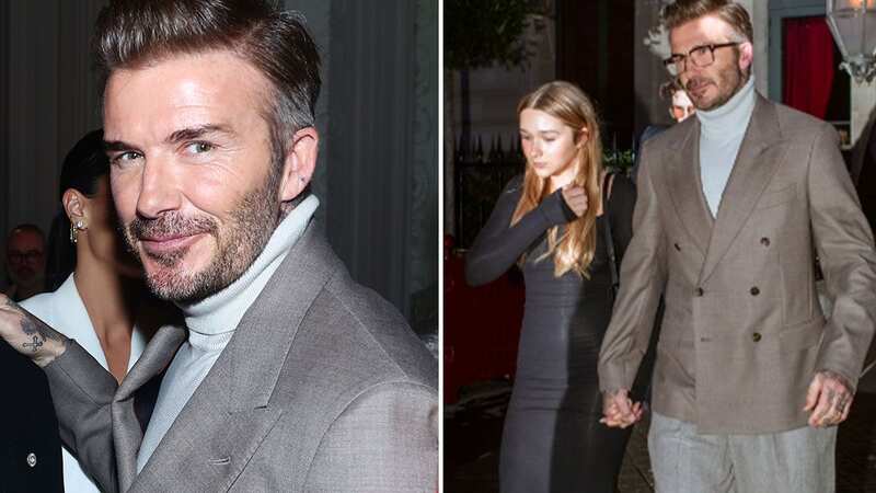 David Beckham led his family to wife Victoria