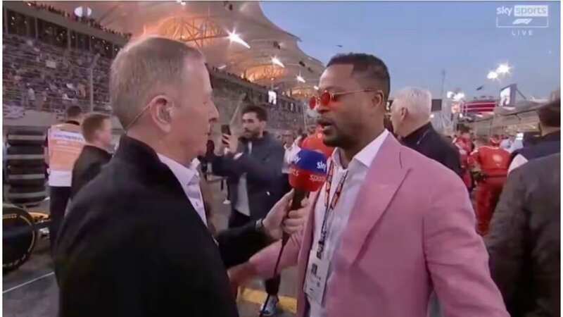 Martin Brundle interviewing Patrice Evra (Image: Twitter/SkySportsF1)