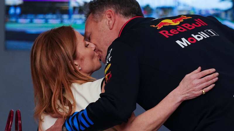 Geri and Christian Horner kissed at the Bahrain Grand Prix on Saturday amid reports their marriage is in crisis (Image: Getty Images)