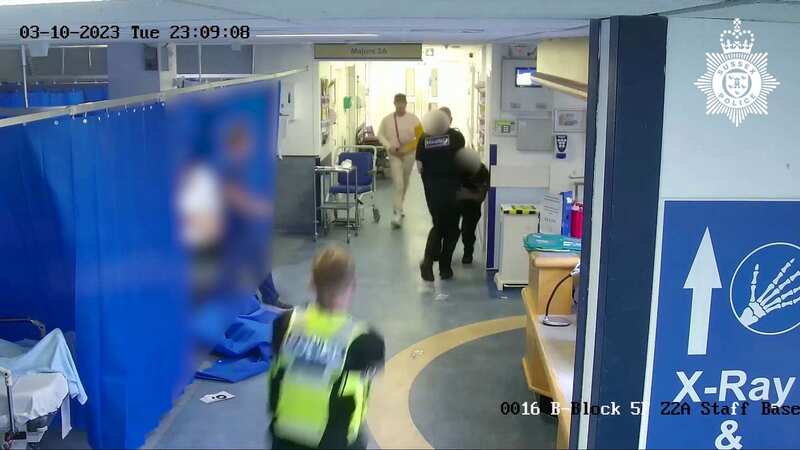 Shock moment man is tasered in hospital after threatening staff with a knife