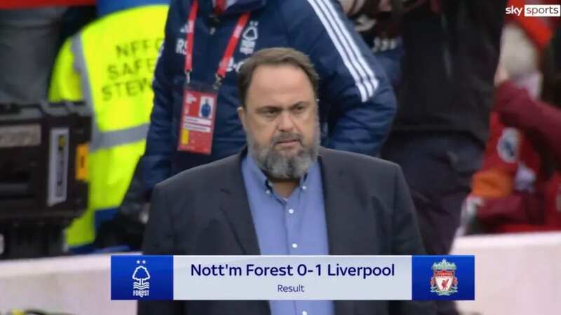 Marinakis was seen on the pitch after the match (Image: Sky Sports)