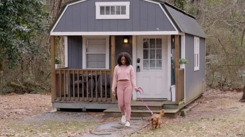 Precious Price is able to live in her £27k tiny home completely rent free (Image: CNBC Make It/Youtube)