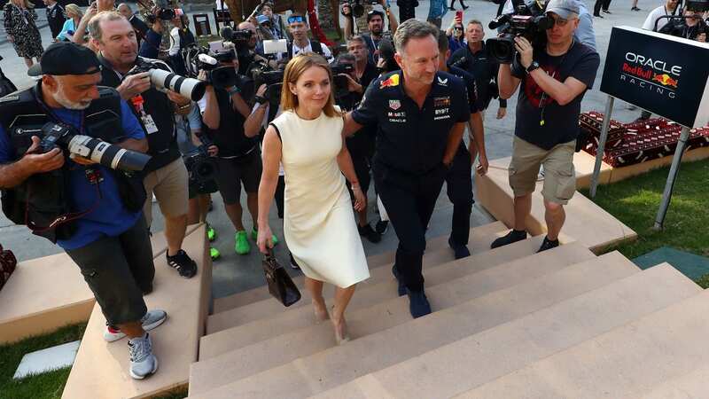 Geri Horner and her husband Christian walked in the Paddock holding hands at the Grand Prix in Bahrain (Image: Formula 1 via Getty Images)