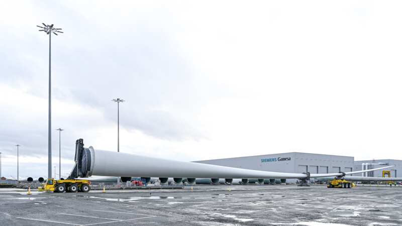Siemens Energy produces wind turbine blades at its factory in Hull (Image: No credit)
