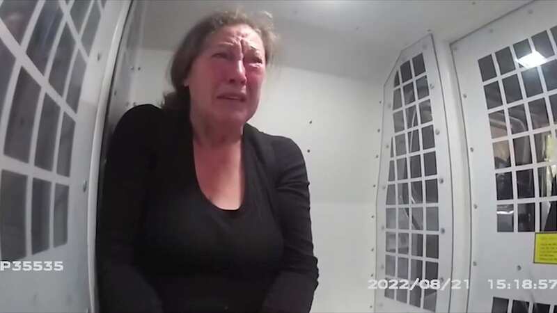 Christine Rawle on police bodycam after being arrested (Image: Devon and Cornwall Police / SWNS)