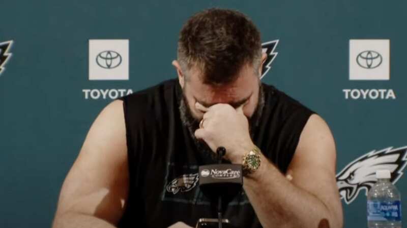 Jason Kelce broke down in his retirement press conference (Image: YouTube/NBC Sports Philadelphia)