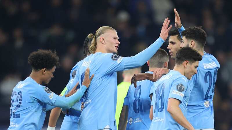 Erling Haaland celebrates scoring Manchester City