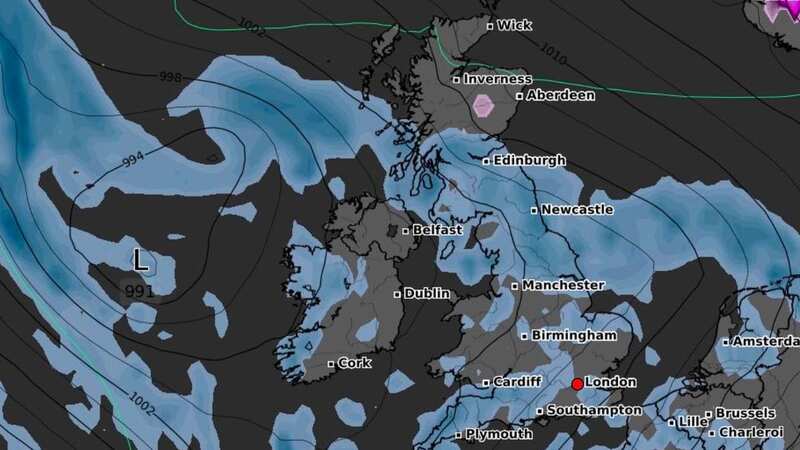 A huge rain bomb is hitting the UK next week (Image: WXCharts)