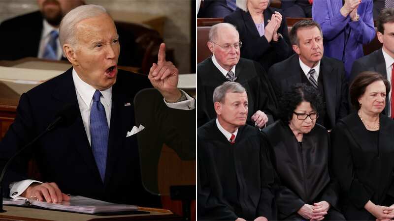 President Biden scolded the Supreme Court Justices as several sat in the front row of his State of the Union address (Image: Getty Images)