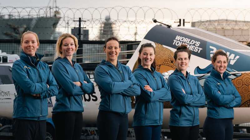 Left to right: Alice Aindow, Nicola Hall, Alex Kelley (team coach/manager), Lily-Mae Fisher, Izzy Rawlinson (skipper) and Aaby Aldridge (Image: Daniel Shepherd/Navy/SWNS)