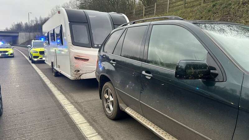 North Yorkshire Police found a 11-year-old boy driving the suspected stolen caravan (Image: North Yorkshire Police / SWNS)