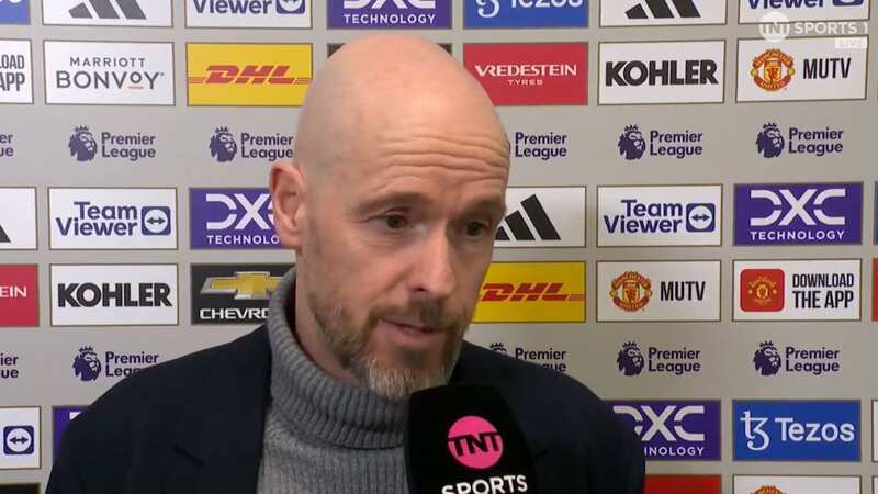 Erik ten Hag defended his captain in his post-match interview (Image: TNT Sports)