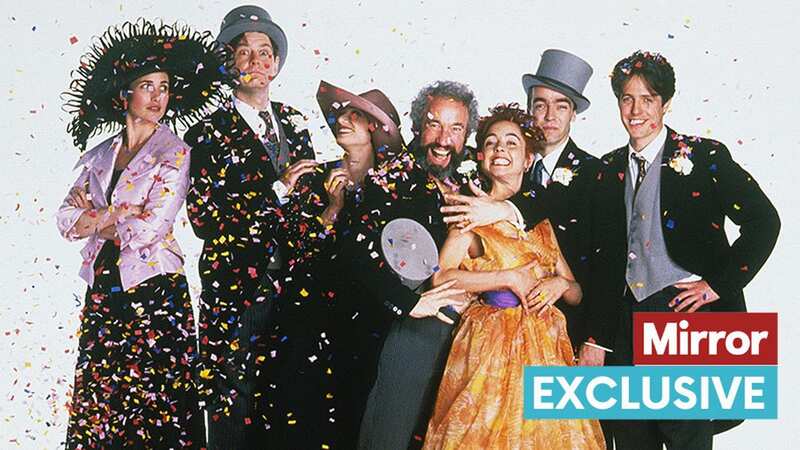 The cast of Four Weddings and a Funeral, including Hugh Grant (far right) and Andie McDowell (left) (Image: Polygram/Working Title/Kobal/REX/Shutterstock)