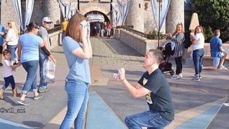 People laughed after spotting something another proposal in the background (Image: Facebook)