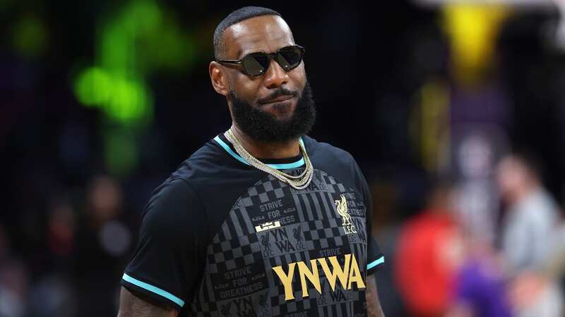 LeBron James attended a Los Angeles Lakers while wearing a jersey from a new collection with Liverpool FC (Image: Kevork Djansezian/Getty Images)