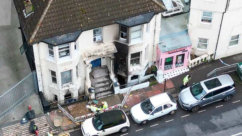 An aerial view of the fire scene in Brighton (Image: Adam Gerrard / Daily Mirror)