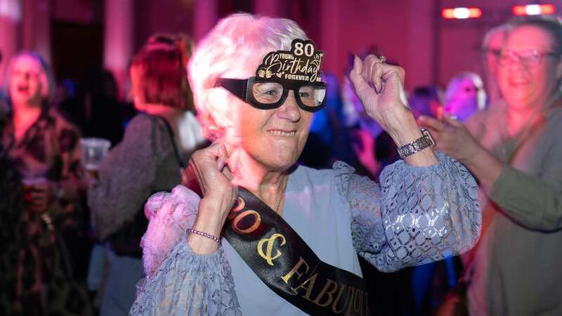Irene Barber, 80, celebrates her birthday with her friends (Image: SWNS)