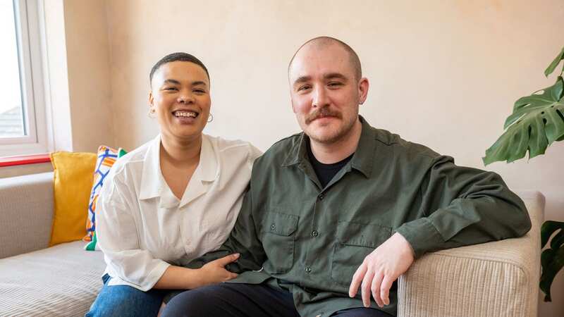 Rochelle Taylor-Butcher with partner Angus Ord at their flat (Image: SWNS)