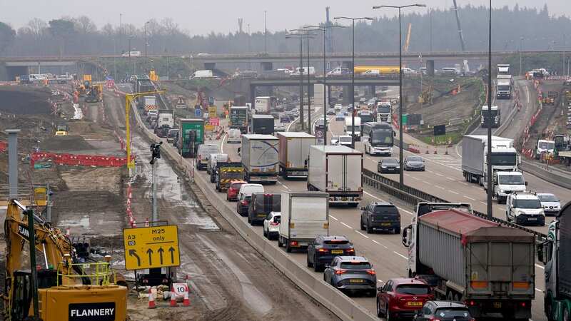Traffic approaching junction 10 of the M25 in Surrey (Image: PA)
