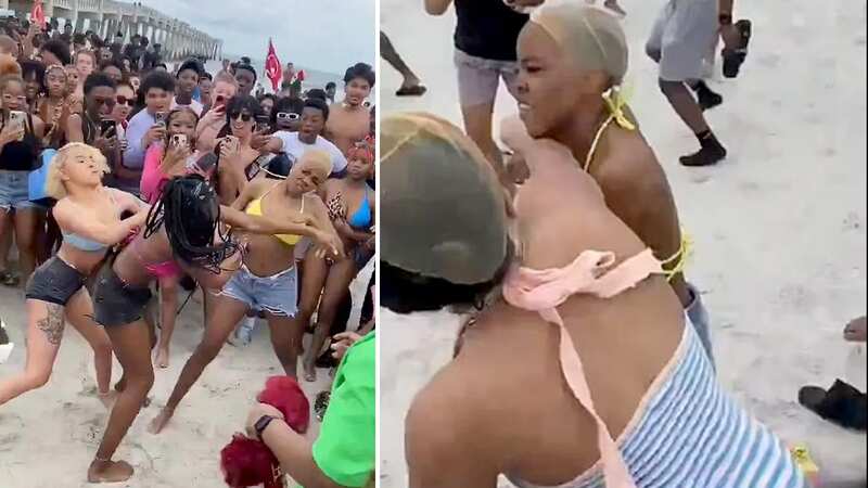 Florida spring breakers fight in huge brawl erupting on the beach (Image: @X)