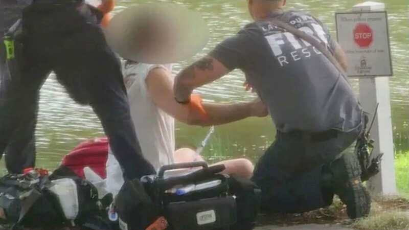 Medics rushed to treat the injured fisherman in Lake County, Florida (Image: Ron Priest/FOX 35 Orlando)