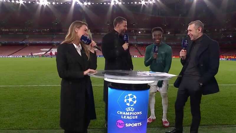 Bukayo Saka opted against naming a team when questioned by Rio Ferdinand (Image: TNT Sports)