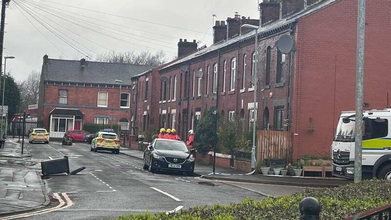 A cordon is in place on Ellesmere Street in Failsworth, Greater Manchester (Image: @Imogen Clyde-Smith/X)