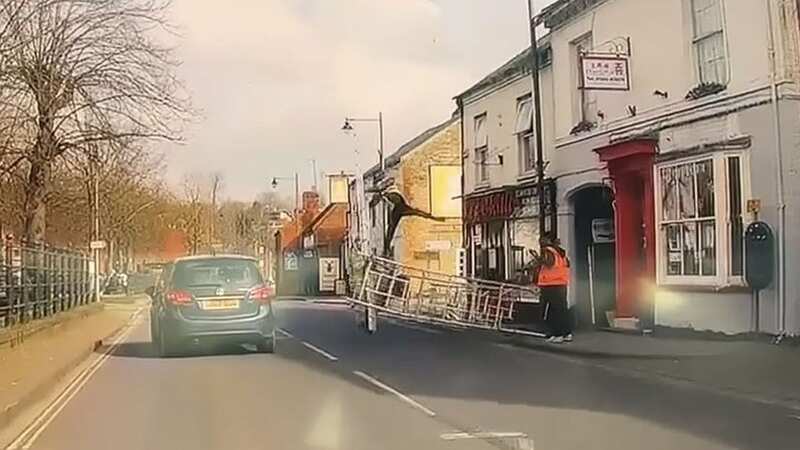 Horror moment scaffolding collapses and 