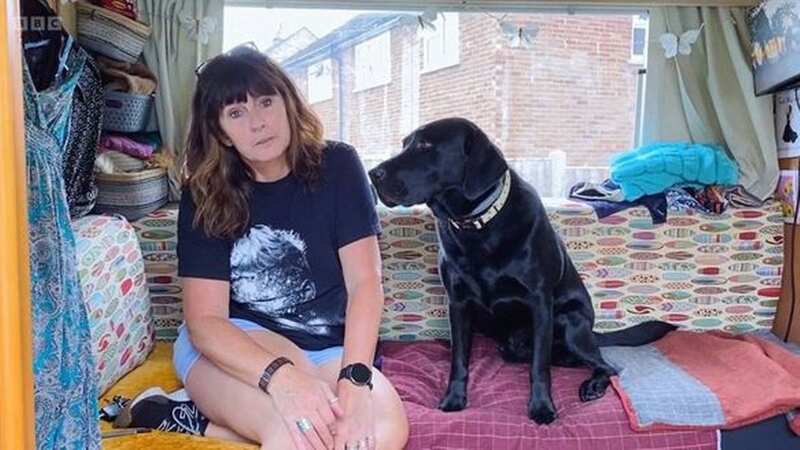 Bev and dog Indie living in a campervan after a change of life direction (Image: (Image: BBC))