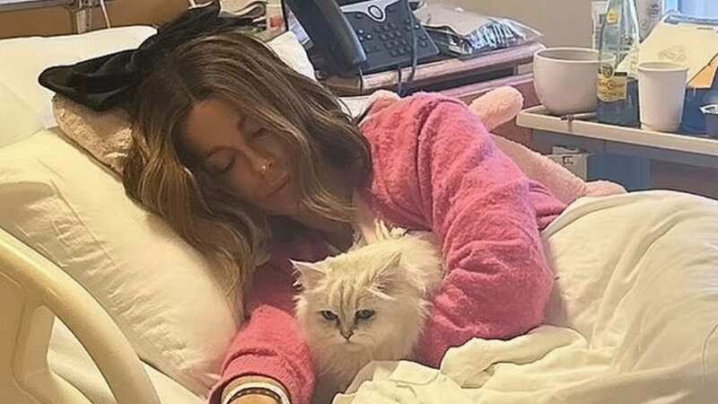 Poorly Kate Beckinsale had a cuddle with one of her cats after being allowed some special visitors (Image: Instagram)
