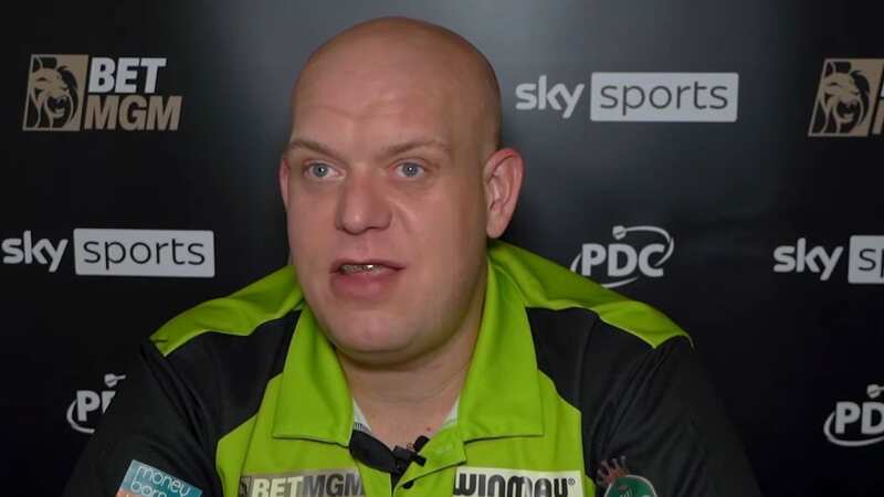 Michael van Gerwen in action against Luke Littler on Thursday (Image: Getty Images)