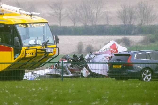 A plane has crashed at the Imperial War Museum airfield in Duxford - with pictures showing the wreckageCredit: Bav Media