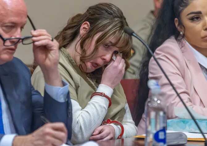 Movie armourer Hannah Gutierrez-Reed sobs as she’s sentenced to 18 months in prison for involuntary manslaughter over the death of Halyna HutchinsCredit: AP