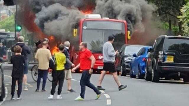 Twickenham fire: Massive flames engulf bus as firefighters battle blaze