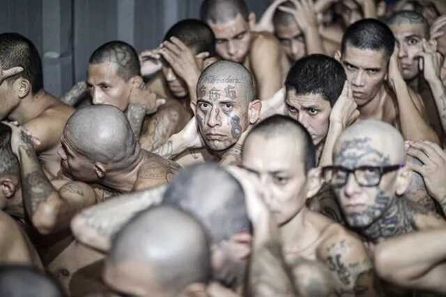 Heavily inked inmates bear the tattoos signifying their affiliation to different gangs ( Image: Anadolu via Getty Images)