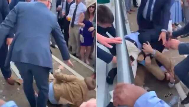 Shocking moment racegoers brawl at Royal Ascot, leaving one covered in blood