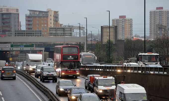 Traffic on the A12 towards the Blackwall tunnel in January 2017. The tunnel has been free to use since opening more than a century ago. Photograph: Andrew Parsons/Rex/Shutterstock