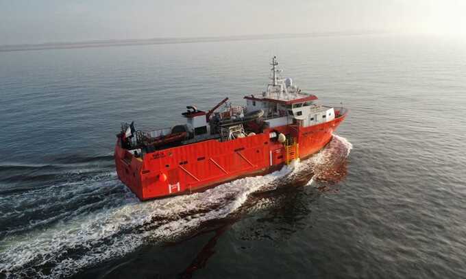 French and British emergency services searched the water until dark. Photograph: Prefecture Maritime/AFP/Getty Images