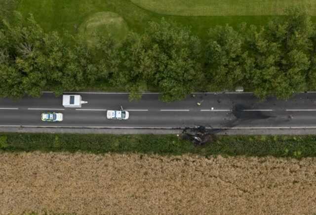 The scene of the crash on the M61 in Wakefield (Picture: Danny Lawson/PA Wire)