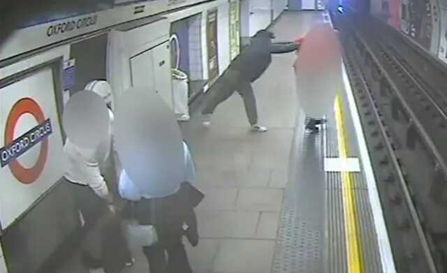 Brwa Shorsh (top left), 24, shoved Tadeusz Potoczek (top right), 61, at Oxford Circus station (Picture: British Transport Police/PA Wire)