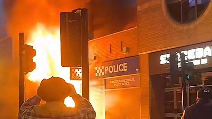 The city’s Citizen’s Advice office was burned out in violence on Friday (Image: TikTok)