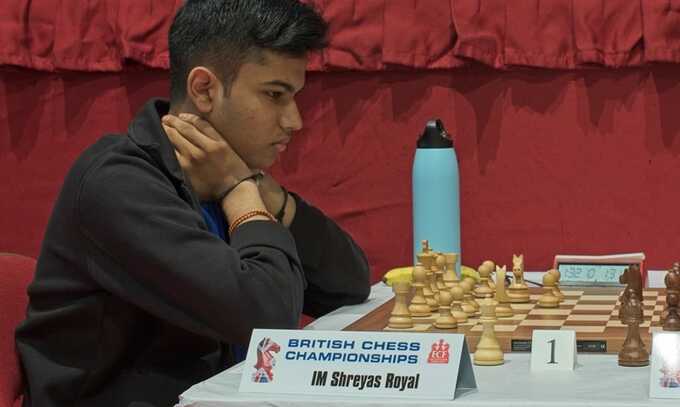 Shreyas Royal set the new age record at the British Chess Championships in Hull on Sunday. Photograph: Brendan O’Gorman / British Chess Championship