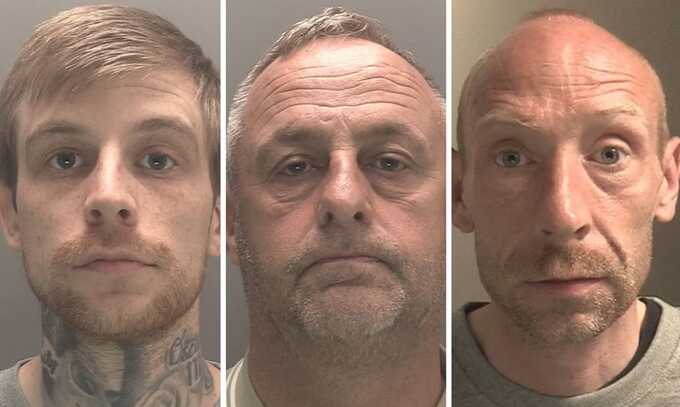 From left: Declan Geiran, Derek Drummond and Liam Riley, who have all been jailed over far-right violent disorder. Photograph: CPS