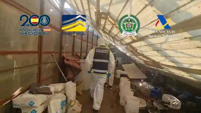 Spain and Colombia dismantle cocaine processing lab; 28 arrested